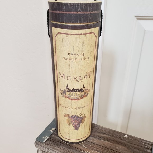 Wine Bottle Gift Box Tube Golf, France, & Merlot Décor 13" Tall x 4" Set - Picture 5 of 11